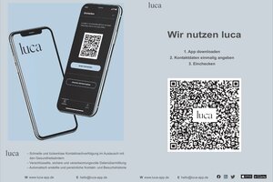 Ansicht eines Smartphones mit QR-Code der Luca-App  zum scannen 