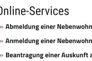 Screenshot der Online-Services auf der Homepage der Stadt Herborn, aufgenommen mit einem Smartphone.