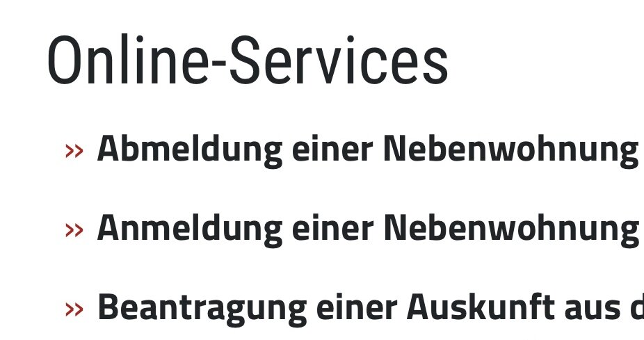 Screenshot der Online-Services auf der Homepage der Stadt Herborn, aufgenommen mit einem Smartphone.